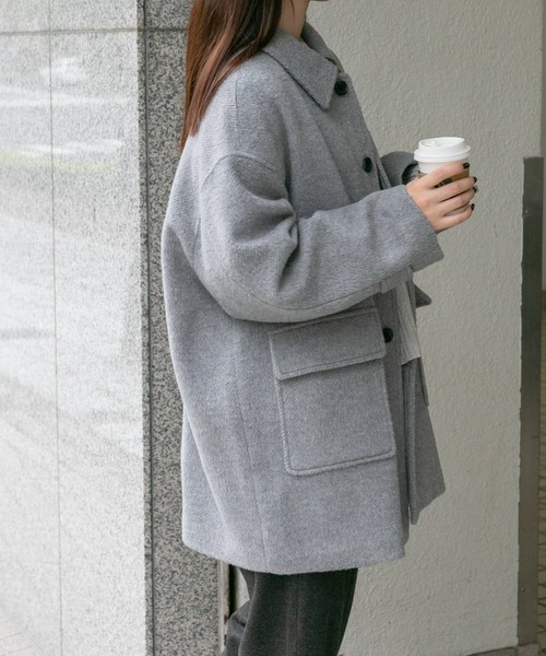 FORK&SPOON（フォークアンドスプーン）の「『WEB/一部店舗限定』FORK&SPOON　アルパカシャギーバルカラーコート（その他アウター・レディース・グレー系その他/ブラック・1）」の13枚目の写真