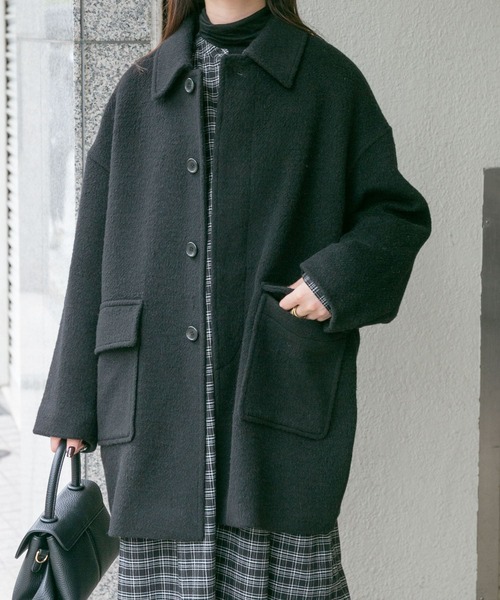 FORK&SPOON（フォークアンドスプーン）の「『WEB/一部店舗限定』FORK&SPOON　アルパカシャギーバルカラーコート（その他アウター・レディース・グレー系その他/ブラック・1）」の15枚目の写真