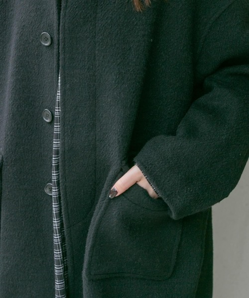 FORK&SPOON（フォークアンドスプーン）の「『WEB/一部店舗限定』FORK&SPOON　アルパカシャギーバルカラーコート（その他アウター・レディース・グレー系その他/ブラック・1）」の19枚目の写真