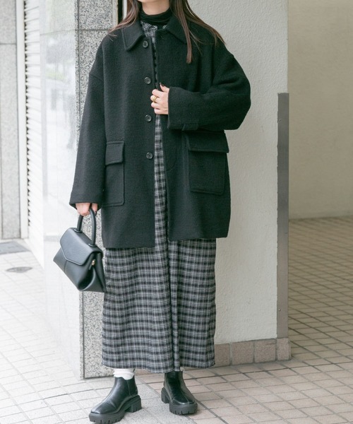 FORK&SPOON（フォークアンドスプーン）の「『WEB/一部店舗限定』FORK&SPOON　アルパカシャギーバルカラーコート（その他アウター・レディース・グレー系その他/ブラック・1）」の20枚目の写真