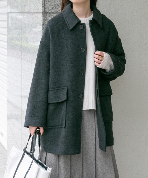 FORK&SPOON（フォークアンドスプーン）の「『WEB/一部店舗限定』FORK&SPOON　アルパカシャギーバルカラーコート（その他アウター・レディース・グレー系その他/ブラック・1）」の21枚目の写真