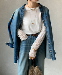 DouDou | 袖レース切替TEE(Tシャツ/カットソー)