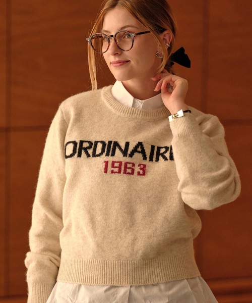 ロゴジャガードプルオーバー（ニット/セーター）｜Mia （ミア）