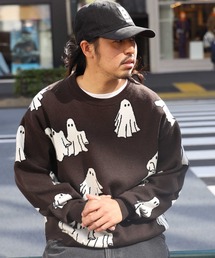 Other(ソノタ)ゴースト総柄ジャカードニット