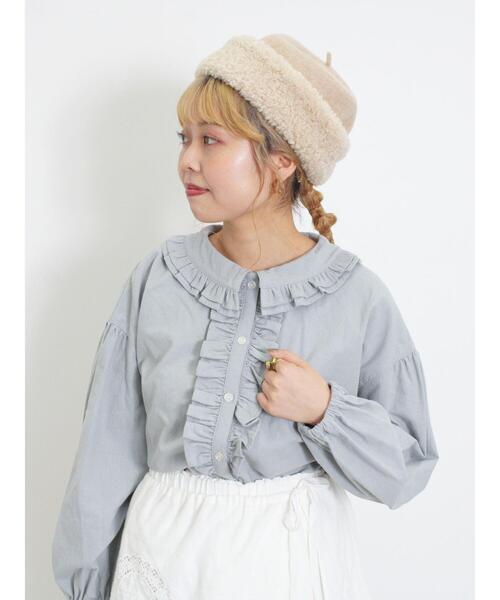 Samansa Mos2（サマンサ モスモス）の「起毛フリルカラーブラウス