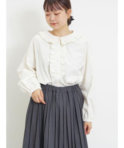 Samansa Mos2(サマンサ モスモス)の「起毛フリルカラーブラウス(シャツ/ブラウス・レディース・オフホワイト/チャコールグレー/サックスブルー・F)」の18枚目の写真