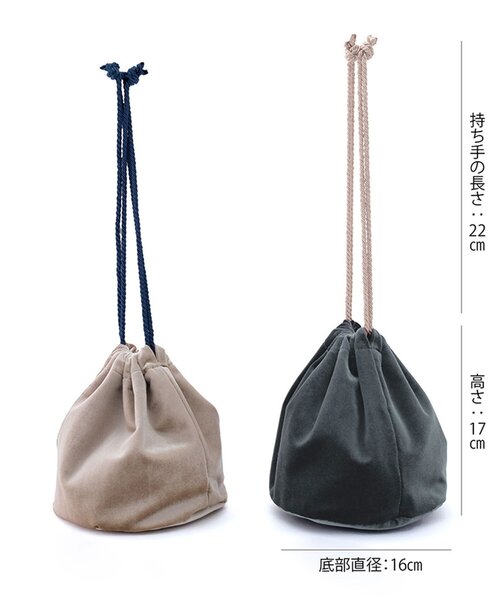 BIRTHDAY BAR(バースデイバー)の「ベロアフリンジ付巾着バッグ(トートバッグ・レディース・ダークグレー/ベージュ・0)」の6枚目の写真