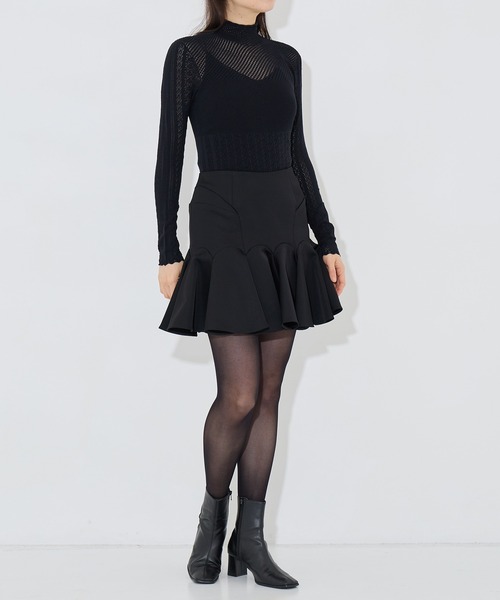 FETICO/フェティコ】別注 SATIN BARATHEA FRILLED MINI SKIRT/サテン 