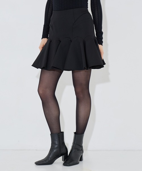 FETICO/フェティコ】別注 SATIN BARATHEA FRILLED MINI SKIRT/サテン