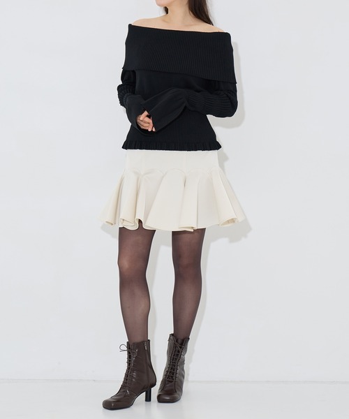 FETICO/フェティコ】別注 SATIN BARATHEA FRILLED MINI SKIRT/サテン