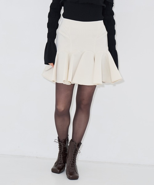 FETICO(フェティコ)WOOL BARATHEA フリルミニスカート FETICO/フェティコ】別注 SATIN BARATHEA FRILLED MINI SKIRT
