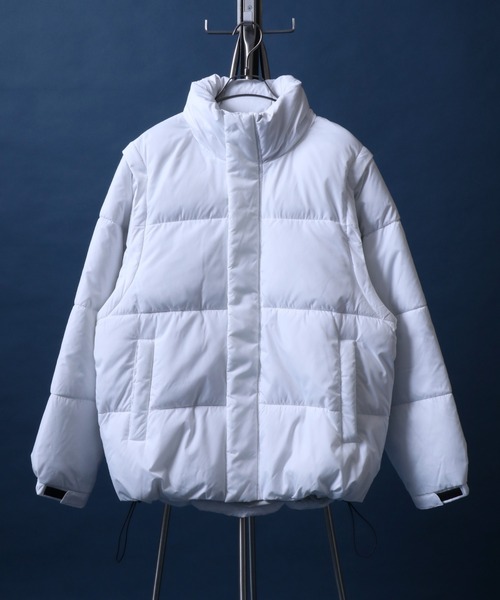ANPAS(アンパス)の「Multiway Detachable-sleeve Eco Down Jacket/別注 マルチウェイ 袖脱着 中綿ダウンジャケット ダウンベスト パファージャケット パデッドジャケット(ダウンジャケット/コート・メンズ・ライトグレー/ホワイト/ブラック・M/L)」の1枚目の写真