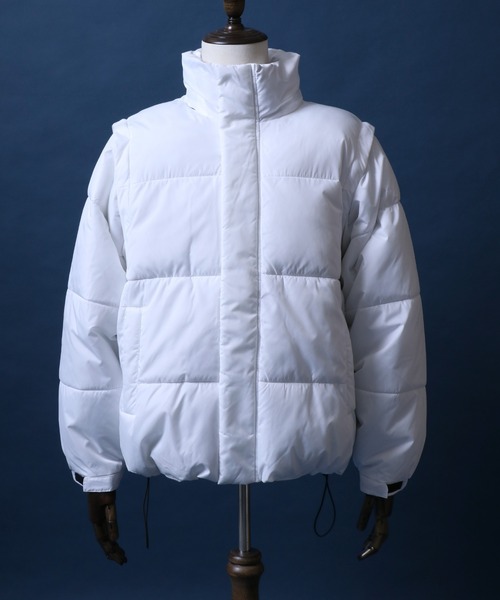 ANPAS(アンパス)の「Multiway Detachable-sleeve Eco Down Jacket/別注 マルチウェイ 袖脱着 中綿ダウンジャケット ダウンベスト パファージャケット パデッドジャケット(ダウンジャケット/コート・メンズ・ライトグレー/ホワイト/ブラック・M/L)」の11枚目の写真