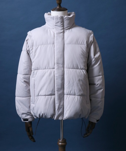 ANPAS(アンパス)の「Multiway Detachable-sleeve Eco Down Jacket/別注 マルチウェイ 袖脱着 中綿ダウンジャケット ダウンベスト パファージャケット パデッドジャケット(ダウンジャケット/コート・メンズ・ライトグレー/ホワイト/ブラック・M/L)」の9枚目の写真