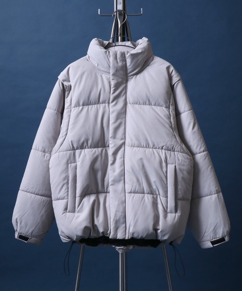 ANPAS(アンパス)の「Multiway Detachable-sleeve Eco Down Jacket/別注 マルチウェイ 袖脱着 中綿ダウンジャケット ダウンベスト パファージャケット パデッドジャケット(ダウンジャケット/コート・メンズ・ライトグレー/ホワイト/ブラック・M/L)」の8枚目の写真