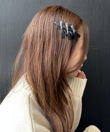 FOREVER 21 | 3連リボンフェイクレザークリップ(シュシュ)