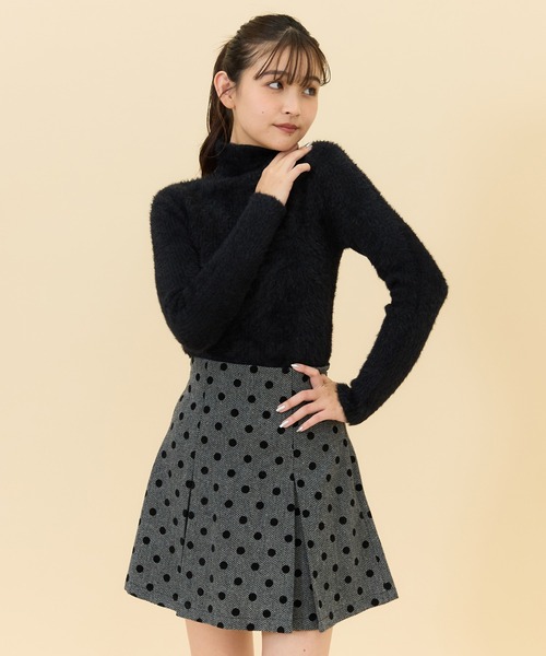 【セール】ドットフロッキーボックスプリーツミニスカート（スカート）｜REDYAZEL（レディアゼル）