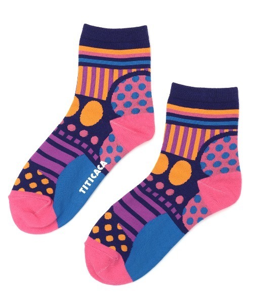 チチカカ(チチカカ)の「アートボーダーソックス 23-25cm(ソックス/靴下・レディース・パープル/グリーン/ブラック・FREE)」の7枚目の写真