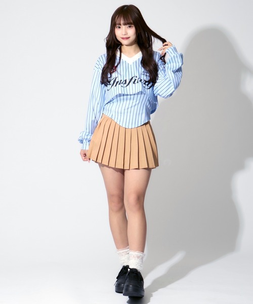 ALLuRing ChaRm（アリュリングチャーム）の「Striped Short Polo / ストライプショート丈ポロ（シャツ/ブラウス・レディース・ブルー・S/M）」の4枚目の写真