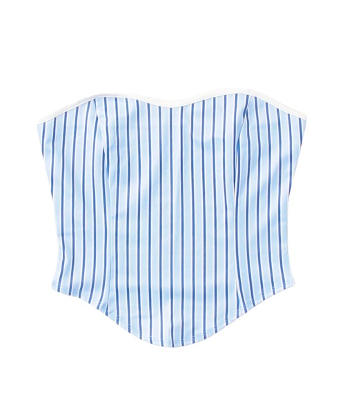 ALLuRing ChaRm（アリュリングチャーム）の「Striped Short Polo / ストライプショート丈ポロ（シャツ/ブラウス・レディース・ブルー・S/M）」の11枚目の写真