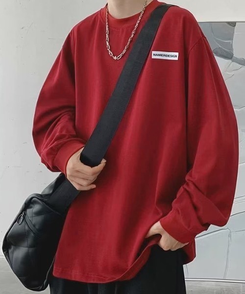 SHEPP(シープ)の「ビッグシルエットワンポイントロンT ユニセックス(Tシャツ/カットソー・レディース・ワイン/ブラック/ホワイト・M/L)」の1枚目の写真