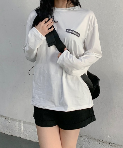 SHEPP(シープ)の「ビッグシルエットワンポイントロンT ユニセックス(Tシャツ/カットソー・レディース・ワイン/ブラック/ホワイト・M/L)」の12枚目の写真