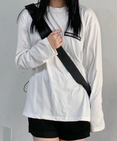 SHEPP(シープ)の「ビッグシルエットワンポイントロンT ユニセックス(Tシャツ/カットソー・レディース・ワイン/ブラック/ホワイト・M/L)」の11枚目の写真