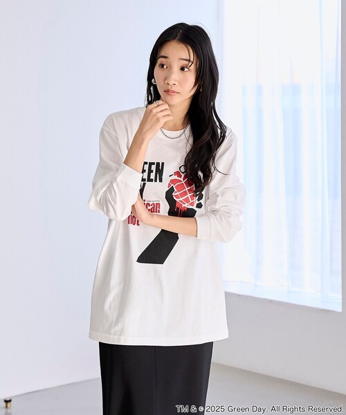 coen(コーエン)の「GREEN DAY / ROCK STANLEY(ロックスタンレー)別注ロングスリーブTシャツ(Tシャツ/カットソー・レディース・オフホワイト/ダークグレー・M/L)」の4枚目の写真