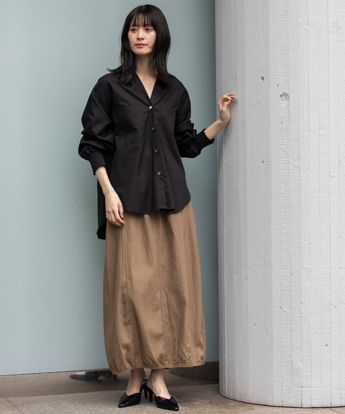 Munich（ミューニック）の「コットンリヨセルオックスリブカフシャツ（シャツ/ブラウス・レディース・ホワイト/ブラック/サックスブルー/ネイビー×ホワイト/ベージュ系その他/ブラック×ホワイト/ライトベージュ・FREE）」の20枚目の写真