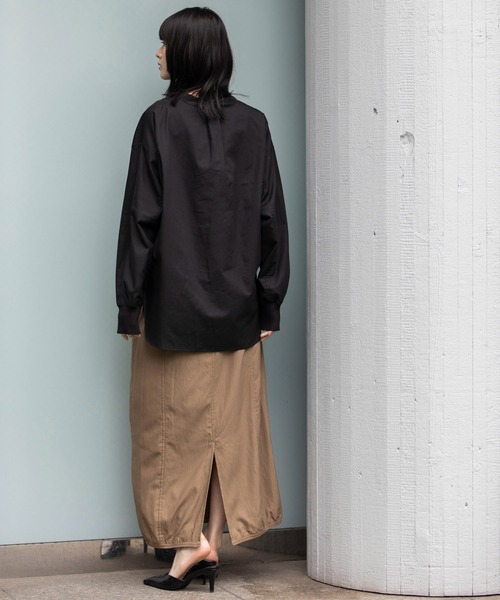 Munich（ミューニック）の「コットンリヨセルオックスリブカフシャツ（シャツ/ブラウス・レディース・ホワイト/ブラック/サックスブルー/ネイビー×ホワイト/ベージュ系その他/ブラック×ホワイト/ライトベージュ・FREE）」の16枚目の写真