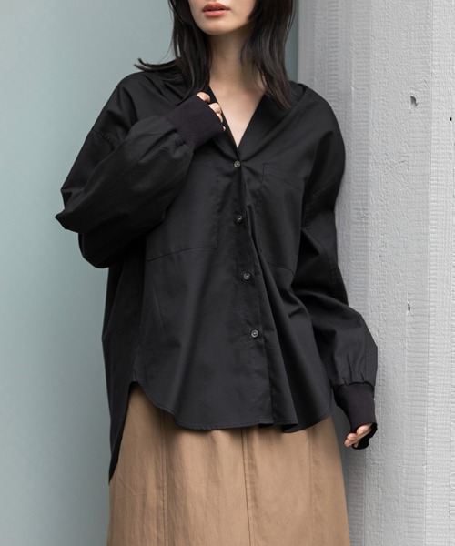 Munich（ミューニック）の「コットンリヨセルオックスリブカフシャツ（シャツ/ブラウス・レディース・ホワイト/ブラック/サックスブルー/ネイビー×ホワイト/ベージュ系その他/ブラック×ホワイト/ライトベージュ・FREE）」の19枚目の写真