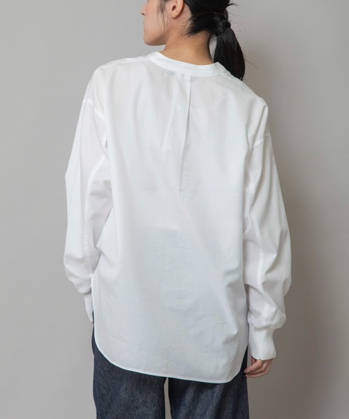 Munich（ミューニック）の「コットンリヨセルオックスリブカフシャツ（シャツ/ブラウス・レディース・ホワイト/ブラック/サックスブルー/ネイビー×ホワイト/ベージュ系その他/ブラック×ホワイト/ライトベージュ・FREE）」の12枚目の写真