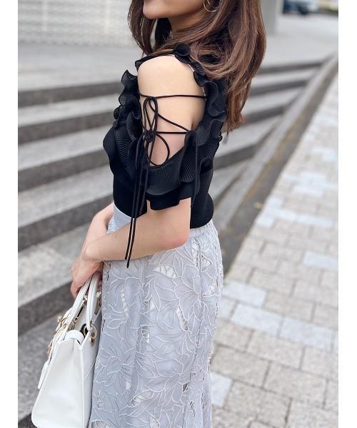 セール】プリーツフリルニットプルオーバー（ニット/セーター