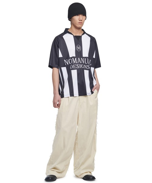 ポロシャツ ポロ A'GEM/9 × .kom 「NOMANUAL/ノーマニュアル」 STRIPE FOOTBALL SHIRT/ストライプ フットボ NOMANUAL ポロシャツ ポロ A'GEM/9 × .kom 「NOMANUAL/ノー