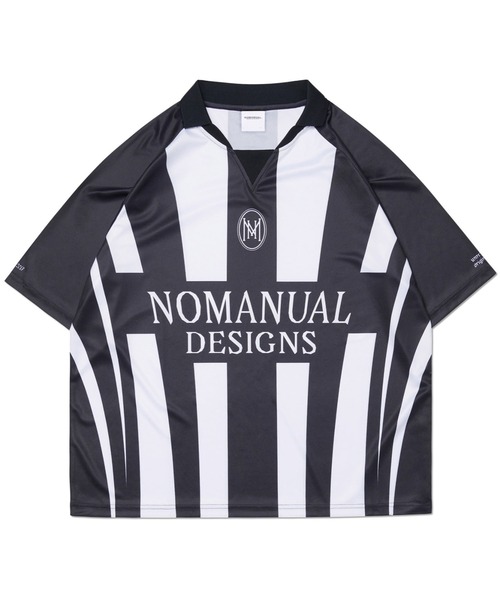 NOMANUAL(NOMANUAL)の「A'GEM/9 × .kom 『NOMANUAL/ノーマニュアル』 STRIPE FOOTBALL SHIRT/ストライプ フットボールシャツ(ポロシャツ・レディース・ホワイト/グレー/ブルー・M/L)」の13枚目の写真
