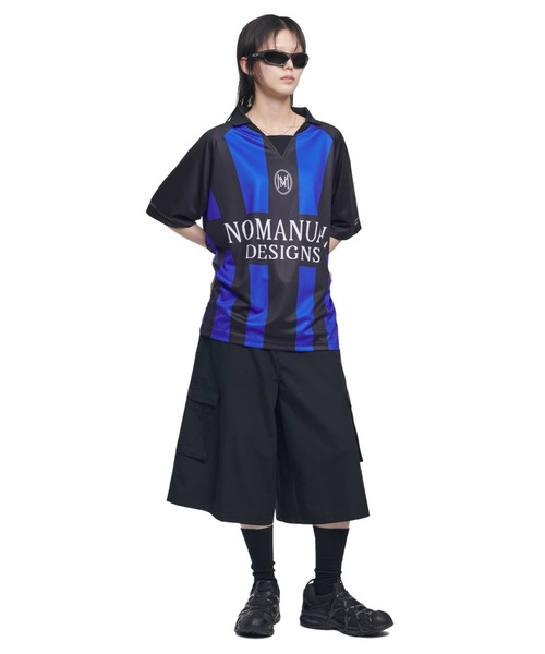 NOMANUAL(NOMANUAL)の「A'GEM/9 × .kom 『NOMANUAL/ノーマニュアル』 STRIPE FOOTBALL SHIRT/ストライプ フットボールシャツ(ポロシャツ・レディース・ホワイト/グレー/ブルー・M/L)」の11枚目の写真