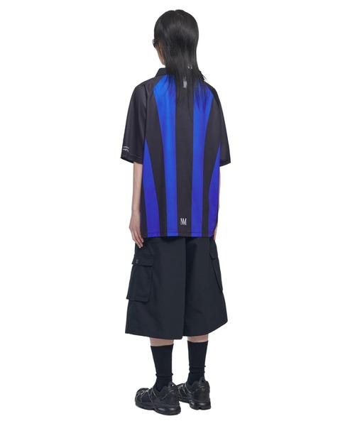 NOMANUAL(NOMANUAL)の「A'GEM/9 × .kom 『NOMANUAL/ノーマニュアル』 STRIPE FOOTBALL SHIRT/ストライプ フットボールシャツ(ポロシャツ・レディース・ホワイト/グレー/ブルー・M/L)」の12枚目の写真