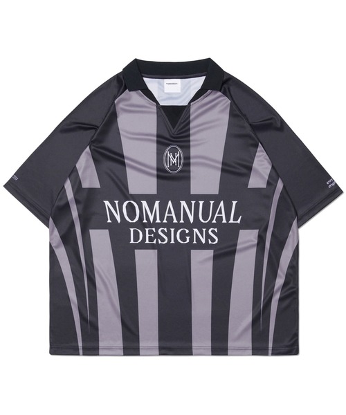 NOMANUAL(NOMANUAL)の「A'GEM/9 × .kom 『NOMANUAL/ノーマニュアル』 STRIPE FOOTBALL SHIRT/ストライプ フットボールシャツ(ポロシャツ・レディース・ホワイト/グレー/ブルー・M/L)」の17枚目の写真