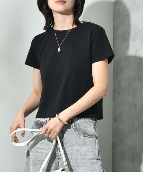 CLOCHE（クロシェ）の「【ＣＬＯＣＨＥ】コンパクトＴシャツ（Tシャツ/カットソー・レディース・ライトグレー/オフホワイト/ブラック・FREE）」の3枚目の写真