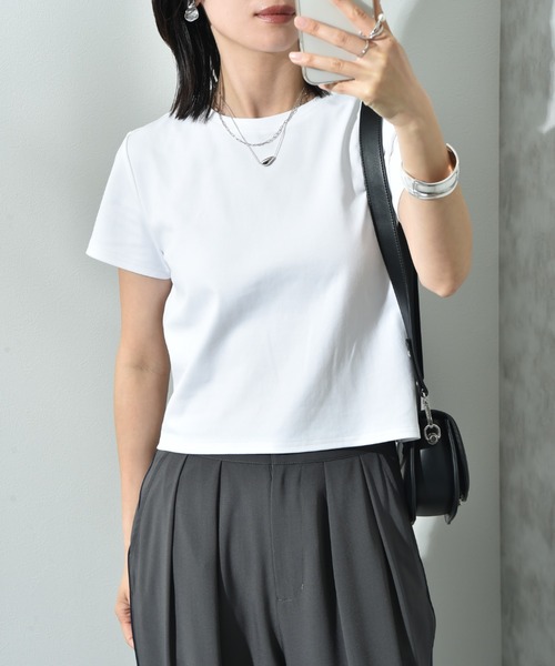 CLOCHE（クロシェ）の「【ＣＬＯＣＨＥ】コンパクトＴシャツ（Tシャツ/カットソー・レディース・ライトグレー/オフホワイト/ブラック・FREE）」の5枚目の写真
