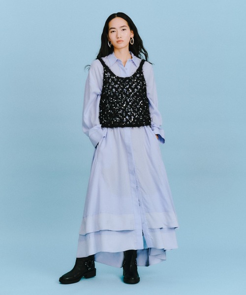 styling/（スタイリング）の「ヘムフレア2WAYシャツワンピース（ワンピース・レディース・ホワイト/サックスブルー/ベージュ・1/0）」の3枚目の写真