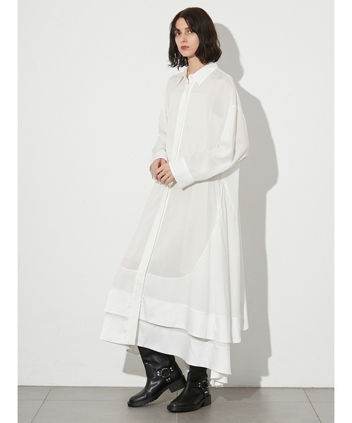 styling/（スタイリング）の「ヘムフレア2WAYシャツワンピース（ワンピース・レディース・ホワイト/サックスブルー/ベージュ・1/0）」の4枚目の写真