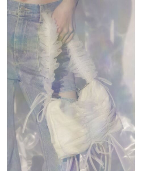 RESEXXY（リゼクシー）の「チュールデザインバッグ（ハンドバッグ・レディース・ホワイト/グレー・FREE）」の2枚目の写真