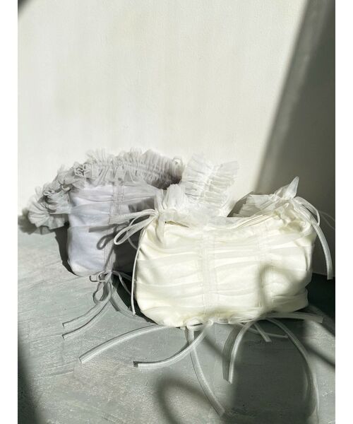 RESEXXY（リゼクシー）の「チュールデザインバッグ（ハンドバッグ・レディース・ホワイト/グレー・FREE）」の3枚目の写真