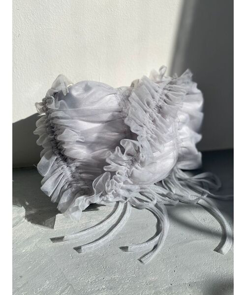 RESEXXY（リゼクシー）の「チュールデザインバッグ（ハンドバッグ・レディース・ホワイト/グレー・FREE）」の5枚目の写真