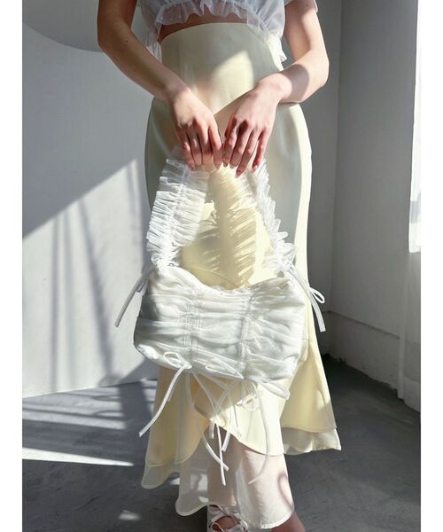 RESEXXY（リゼクシー）の「チュールデザインバッグ（ハンドバッグ・レディース・ホワイト/グレー・FREE）」の6枚目の写真