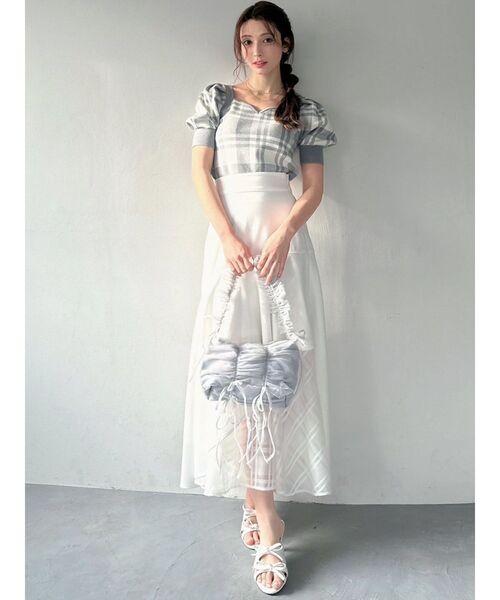 RESEXXY（リゼクシー）の「チュールデザインバッグ（ハンドバッグ・レディース・ホワイト/グレー・FREE）」の8枚目の写真