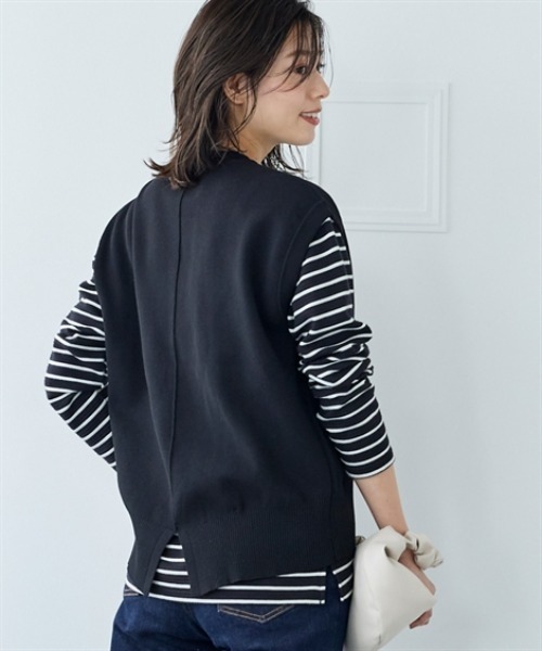 nissen（ニッセン）の「マシュマロニットミラノリブバックスリットベスト＜大きいサイズ有＞（ベスト・レディース・ブラック/ベージュ/モカ・S/M/L/LL/3L）」の5枚目の写真