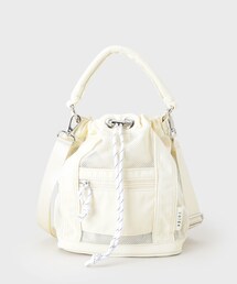 メッシュナイロンコンビ巾着ショルダーバッグ