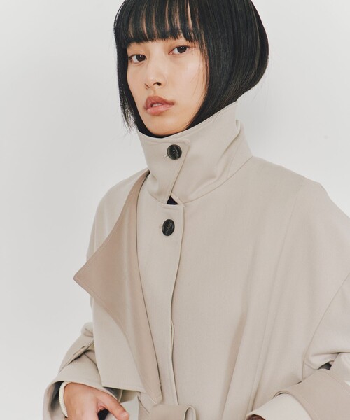 UNITED TOKYO(ユナイテッドトウキョウ)の「【完売間近!】Wマテリアルロングコート|ストレッチ/春服/秋服(トレンチコート・レディース・ブラック/ベージュ/マルチ・1/2)」の20枚目の写真